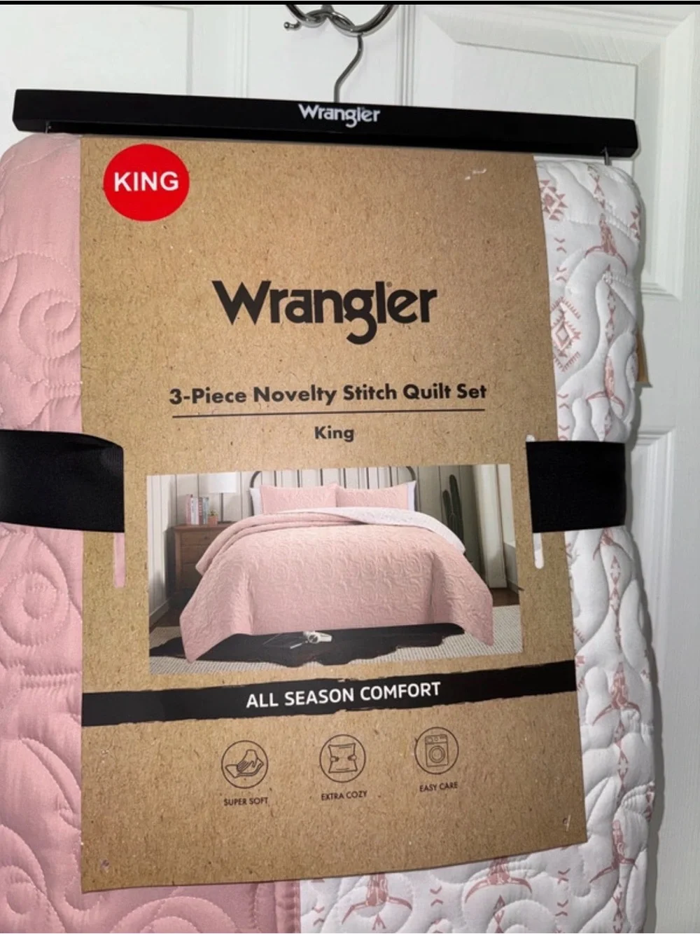 Wrangler Pink Quilted 3-Piece Quilt Set - King